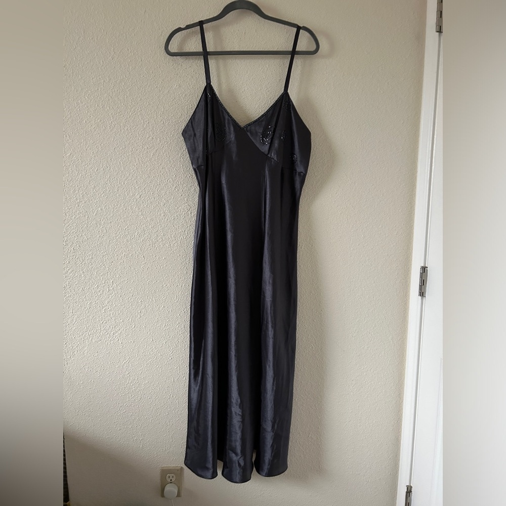 VTG Intimates Lane Bryant Beaded Feminine Romantic Slip Dress Women’s 14/16 Gray